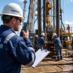 Рабочий момент на нефтяной платформе