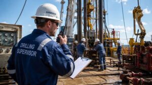 Рабочий момент на нефтяной платформе